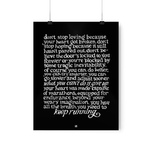 Don't Stop Running, Keep Loving Print — Black